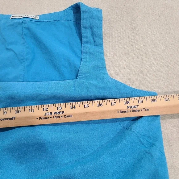 Abercrombie & Fitch Linen Blend Mini Square Neck Shift Dress Beach Coastal XL - Picture 9 of 11